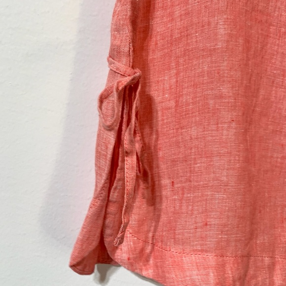 Sigrid Olsen 100% Linen Pullover Shirt with side ties Coral S Small - Picture 10 of 11